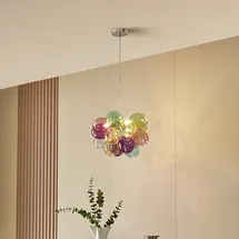 LUCANDE Hängeleuchte Diborah, Ø 40 cm, bunt, Glas, G9
