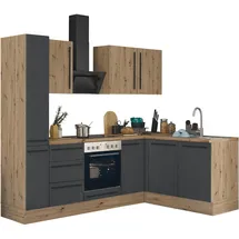 kochstation Winkelküche Florida L-Form 240 cm schwarz