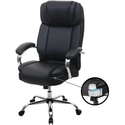 XXL Bürostuhl MCW-H94, Drehstuhl Schreibtischstuhl Chefsessel, 220kg belastbar Federkern Kunstleder ~ schwarz