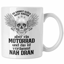 Trendation Tasse Trendation – Motorradfahrer Geschenk für Männer Motorrad Tasse Spruch Kaffeetasse für Biker Herren weiß