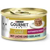 Gourmet Gold Duetto mit Lachs & Seelachs 85 g, Katzenfutter, NEU