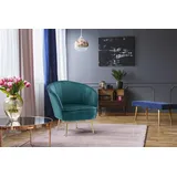 Kayoom Sessel "Poola 100, gemütlicher Cocktail-Sessel, edler Samtbezug", blau (teal), B:76cm H:78cm T:67cm, Bezug: 100% Polyester (Samt) / Korpus: Sperrholz/ Gestell: Eisen, Sessel, Sessel, samtweich, gesteppt, gemütlich, tiefe Sitzhöhe von 79cm