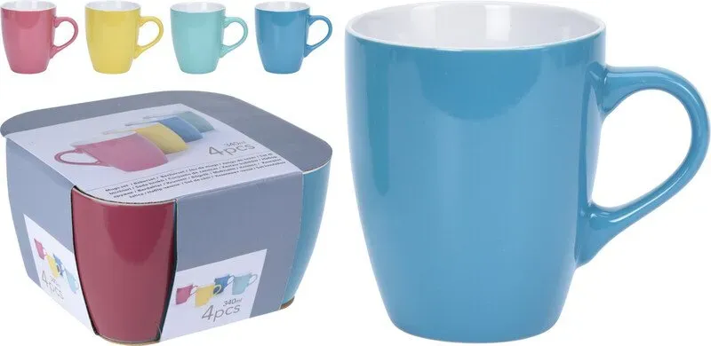 Becher 340 ml Steingut Set 4 Stück