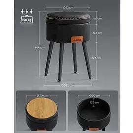 VASAGLE Hocker mit Stauraum LOM005B01 schwarz Kunstleder