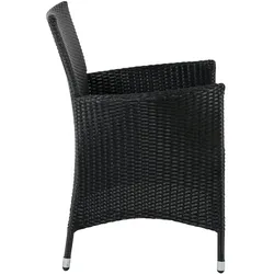 Knick Gartenstuhl mit Armlehnen schwarz. 2er Set