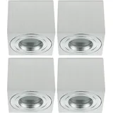 Sweet Led Aufbaustrahler bad eckig flach Alu Deckenleuchte IP44 Aufbauspot 4er - Silber