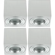 Sweet Led Aufbaustrahler bad eckig flach Alu Deckenleuchte IP44 Aufbauspot 4er - Silber