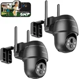 5MP WLAN Überwachungskamera Aussen Akku IP Kamera Outdoor mit Intelligente PIR-Personenerkennung, Nachtsicht in Farbe, Audio- und Lichtalarm - 2 Pcs