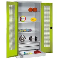 C+P Sportgeräteschrank mit Schubladen und Lochblech-Flügeltüren (Typ 4), HxBxT