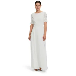 Abendkleid VERA MONT "Vera Mont Abendkleid mit Spitze", Damen, Gr. 48, Normalgrößen, weiß (rohweiß), Chiffon, Spitze, Obermaterial: 100% Polyester. Futter: 100% Polyester., feminin, ausgestellt lang, Rundhals, Halbarm, Kleider, Spitze