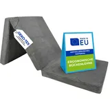 Pillows24 – Klappmatratze 195x120x15 cm mit abnehmbarem Bezug & Tragegriffen | Gästematratze klappbar | Oeko-TEX | Faltbare Matratze/Faltmatratze für Gäste, Kinder oder Reisen | Dunkelgrau