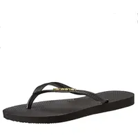 Havaianas Damen Slim Logo Metallic Zehentrenner, Schwarz (Black/Gold 1924), 35/36 EU