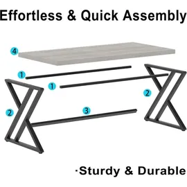 luxuskollektion Grauer Computer-Büroschreibtisch mit Stauraum, Holz-Metall-Schreibtisch, moderner Arbeitsplatztisch - Grau