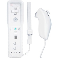 TechKen Wii Controller Remote mit Nunchuck Wii Kontroller mit Nunchuk Wii Fernbedienung Wii Vernbedinung Ersatz Controller für Wii (Controller ohne Motion Plus) (Weiß)