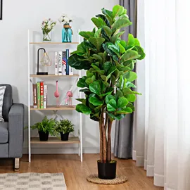 Costway 150 cm, Künstlicher Feigenbaum Kunstpflanze Grün,