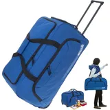 SPEAR Trolley Reisetasche Herren Damen XXL Koffer Rolltasche 85 Liter Reiserolltasche Tasche Koffer mit Schultergurt groß Spear 910 Royal Blau + Koffergurt - Blau