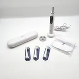 Oral-B iO Series 7 Plus Edition Elektrische Zahnbürste,Electric Toothbrush, PLUS 3 Aufsteckbürsten, 5 Putzmodi für Zahnpflege, Reiseetui, Designed by Braun, weiß alabaster