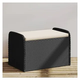 vidaXL Sitzbank mit Stauraum & Kissen Schwarz 80x51x52 cm Poly Rattan