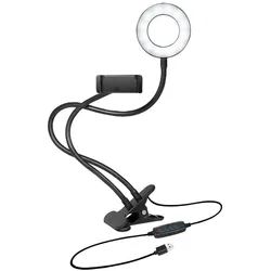 LogiLink LED-Ringlicht für Smartphones, Ø8,5 cm, Klemmhalterung, Lichtregler