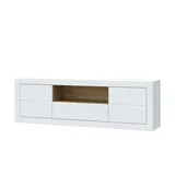 Möbel Kraft TV-Lowboard Push-to-Open ¦ weiß ¦ Maße (cm): B: 195,5 H: 61,5 T: 41.4