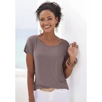 VIVANCE Kurzarmshirt "mit Häkelspitze am Rücken", Damen, Gr. 36/38, grau (taupe), Single Jersey, Obermaterial: 95% Viskose (LENZINGTM ECOVEROTM), 5% Elasthan.