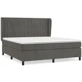 vidaXL Boxspringbett mit Matratze Dunkelgrau 180x200 cm Samt