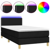vidaXL Boxspringbett mit Matratze & LED Schwarz 100x200 cm Stoff
