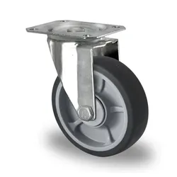 Lenkrolle, ø 125 mm, innen PP grau, außen Thermoplast. Elastomer