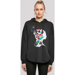 Kapuzenpullover F4NT4STIC "Schmetterling Silhouette OVERSIZE HOODIE", Damen, Gr. XS, schwarz, Obermaterial: 100% Baumwolle, casual, oversize, Langarm, Pullover, Print
