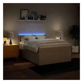 vidaXL Boxspringbett mit Matratze Creme 140x200 cm Stoff