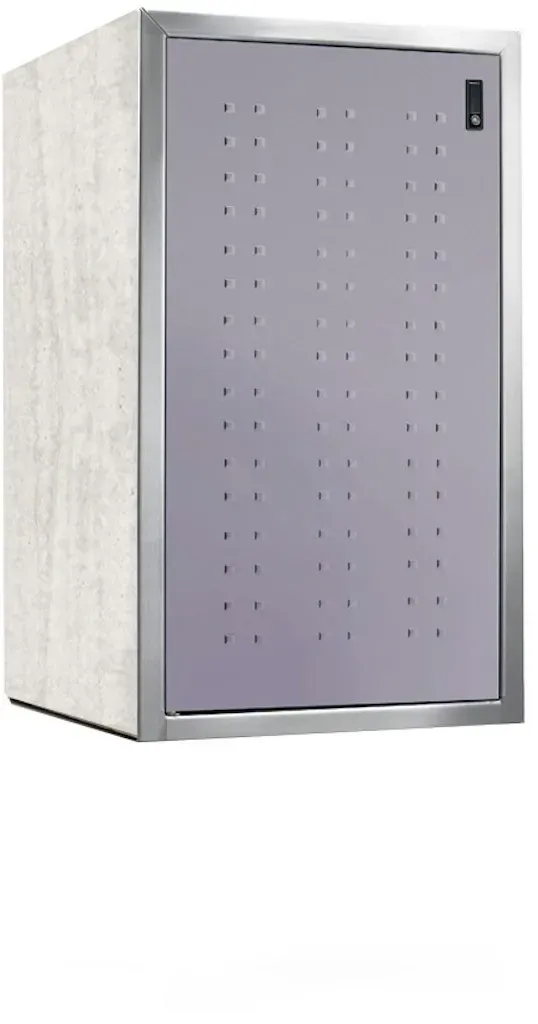 Paul Wolff Mülltonnenbox SILENT 121-Sichtbeton-Taupeviolett-Edelstahl-Türanschlag rechts