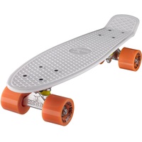 Ridge Skateboard 55 cm Mini Cruiser Retro Stil In M Rollen Komplett U Fertig Montiert Weiss Orange