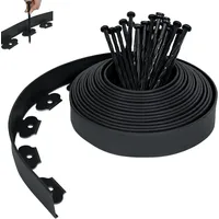 XMTECH Flexible Rasenkante Kunststoff 30m, mit 90 Befestigungsheringen, Beeteinfassung blumenbeet Umrandung Schwarz
