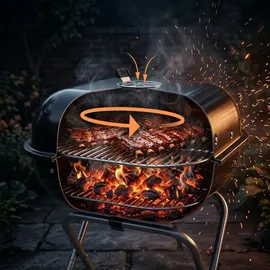 Relaxdays Holzkohlegrill mit Deckel schwarz/silber