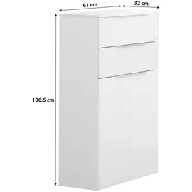 Fackelmann Kara Midischrank 60,4 x 106,5 x 32 cm Weiß