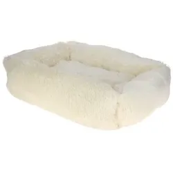 Kerbl Pet Kuschelbett Fluffy, Creme, Eckig, 80x60cm