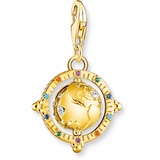 Thomas Sabo Charm-Anhänger bunte Weltkugel aus hochwertigem 925er Silber gelbvergoldet - - mehrfarbig