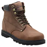 Arbeitsstiefel für Herren, weicher Zehenbereich, 15,2 cm, Lederstiefel für den Bau, Gummisohle, Arbeitsstiefel "Tank", Dunkelbraun, 38.5 EU - 39 EU