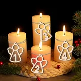 Adventskranz Zahlen, 4 Stück Deko Adventskranz Modern Holz, Adventskranz Deko Engel Adventszahlen 1-4, Adventsdeko Nummern Weihnachtsanhänger Gesteck Adventskranz für Kerzen Kerzenhalter