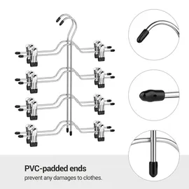 Songmics Hosenbügel platzsparend, Mehrfach-Rockbügel mit Clips, 3er Set - silber,