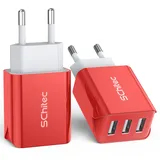 SCHITEC USB Netzteil Ladegerät Stecker, 2 Stücke 3 Port 15W 3A USB Netzstecker USB Ladeadapter Ladestecker für iPhone 11 X 8 6,Tablet,Samsung Galaxy S9 S8, Huawei und Mehr