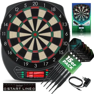 Kesser Elektronische Dartscheibe Profi Set Kunststoff inkl. 15 Dartpfeile und 35 Pro Flights