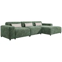 Furnix Ecksofa ROLIA MAX Sofa in L-Form Polstercouch mit Ottomane, Beine aus Massivholz, Federkern, hochwertiger Polsterstoff grün