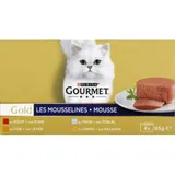 Gourmet Gold Musselin Gold Mousse mit Thunfisch, Leber, Truthahn & Rindfleisch für Katzen – 4 Terrinen à 85 g