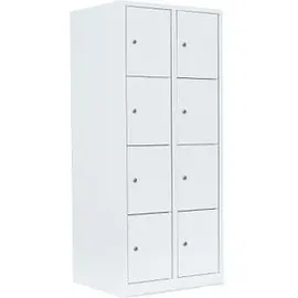 Classix Schließfachschrank Stahl 80,0 x 50,0 x 180,0 cm Signalweiß 8 Fächer abschließbar