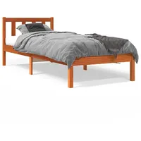vidaXL Massivholzbett 100 x 200 cm Wachsbraun