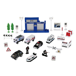 Bubble-Store Spielzeug-LKW Auto-Spielset, Polizei- / Rettungs-Station mit 35 weiß