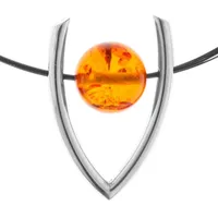 Ostsee-Schmuck Collier Bernsteinkugel 16 mm Silber