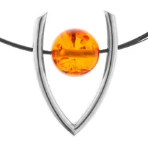 Ostsee-Schmuck Collier Bernsteinkugel 16 mm Silber