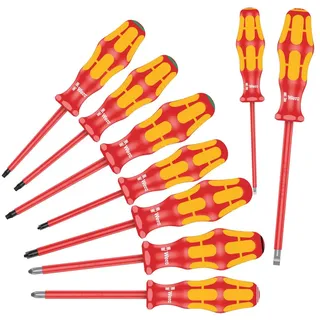 WERA 160 i/162 i/167 i/9 Schraubendrehersatz Kraftform Plus Serie 100, 9teilig Schlitz, Kreuzschlitz Phillips, Kreuzschlitz P